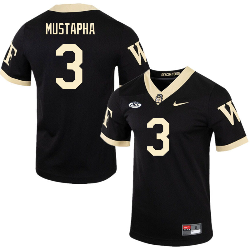 Men-Youth #3 Malik Mustapha Wake Forest Demon Deacons 2023 College Football Jerseys Stitched-Black